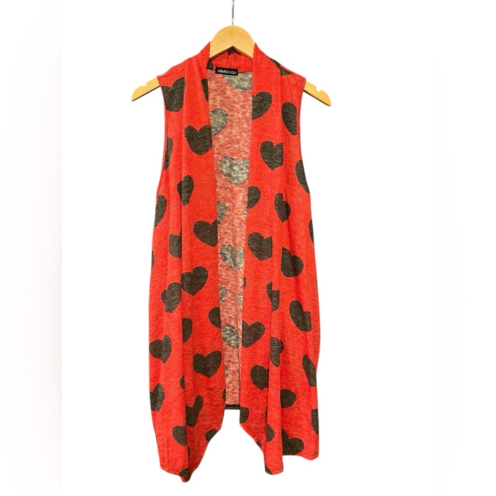 ❤️🖤 Red Knit Vest with Hearts NWOT - Picture 2 of 3